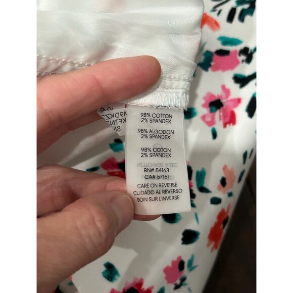 Calvin Klein Floral Pants White Multi Sz 10 Flat Front Mid Rise Bohemian NWT - Picture 8 of 13